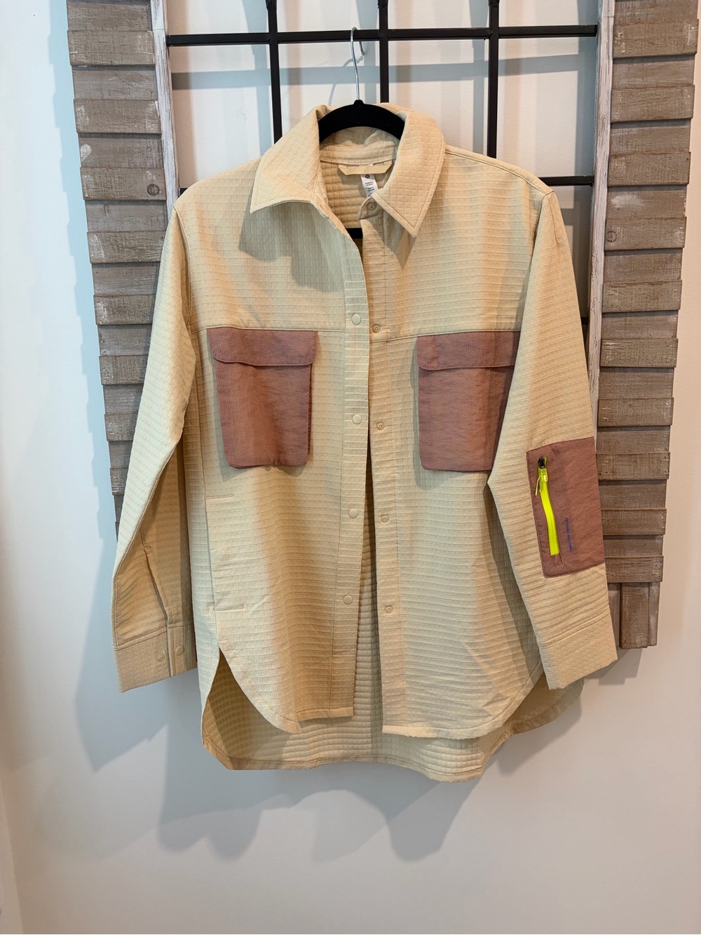 Lululemon Beige Overshirt with Brown Pockets